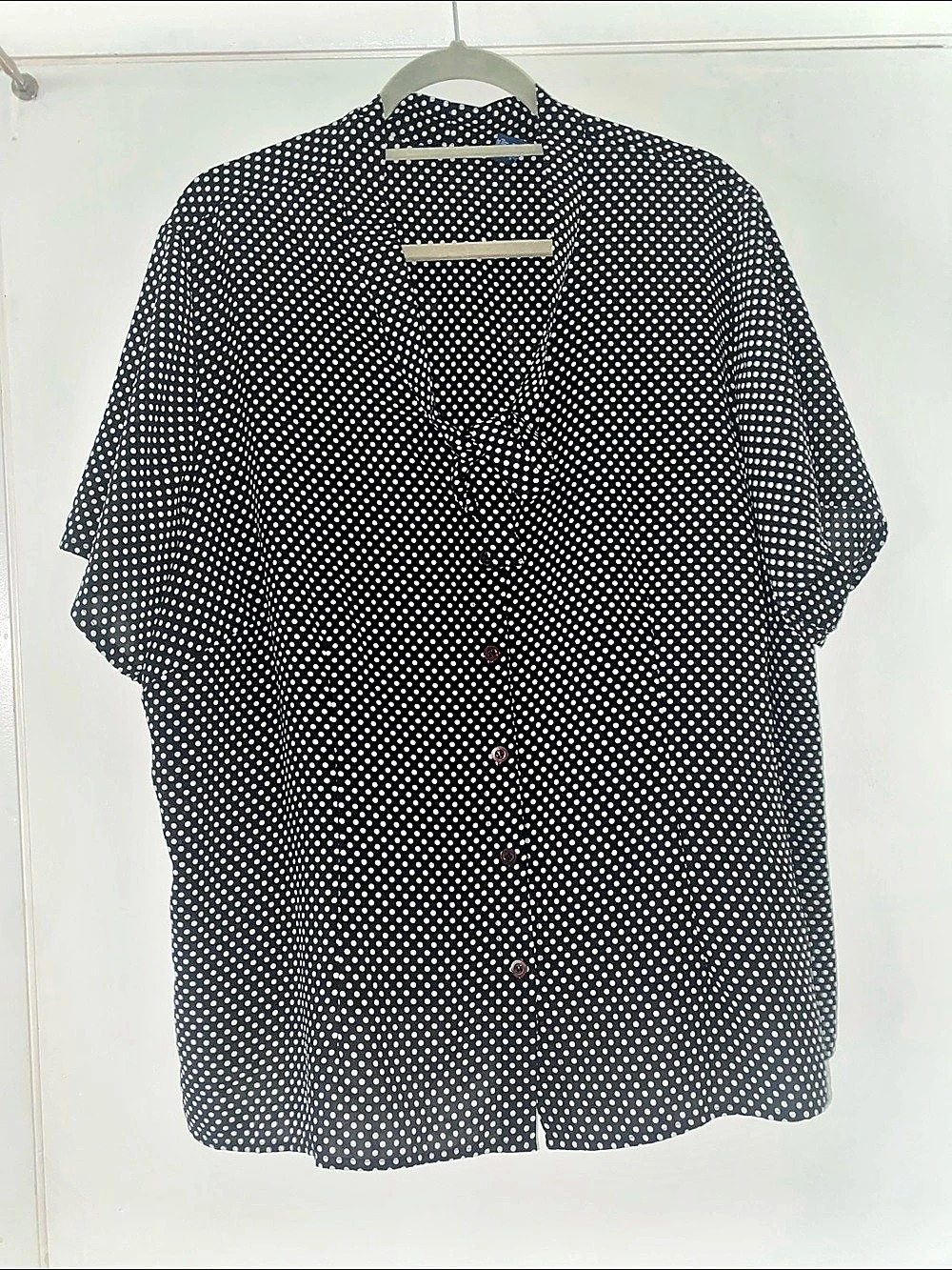 Karen Scott Polka Dot Blouse in Black & White Size 2X Like New